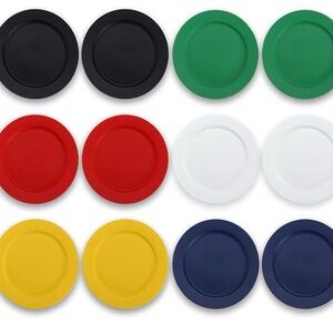 Colorful Dinner Plate Set - Black, Green, Red, White, Yellow, Blue